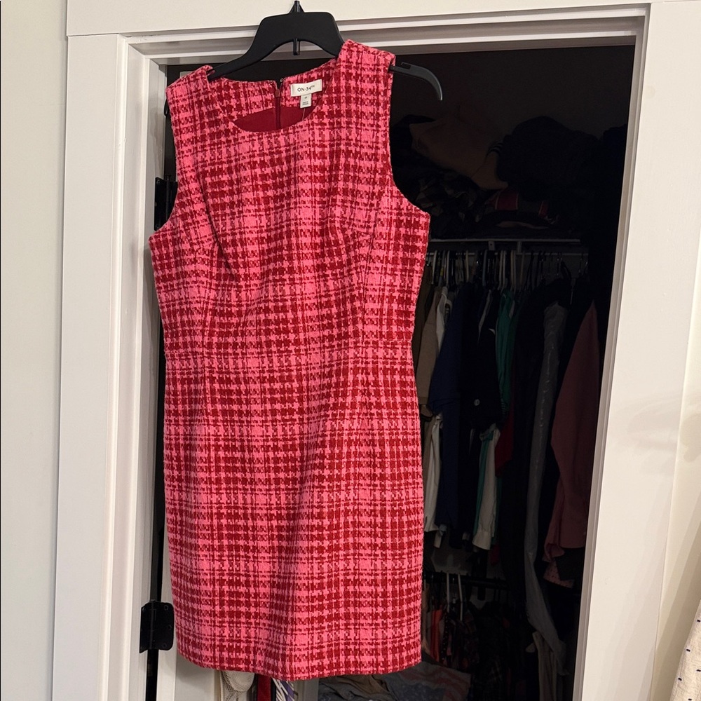 Sleeveless Pink Tweed Mini Dress